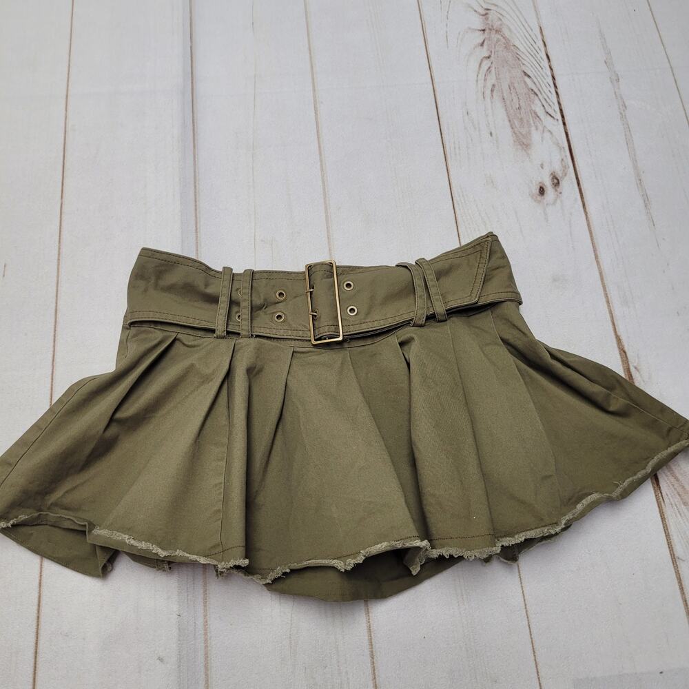 BDG micro mini pleated skirt belted cargo grunge emo skater xs